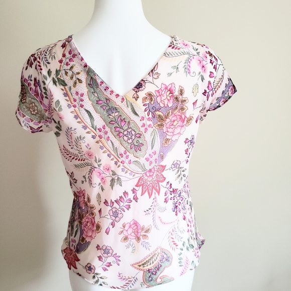 Chaudry KC Sports Sheer Flower Sequined Top Large - Picture 4 of 9